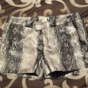 Python Print Faux Leather Shorts